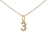 Collier doré chiffre 3 martelé 42 cm