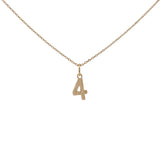Collier doré chiffre 4 martelé 42 cm