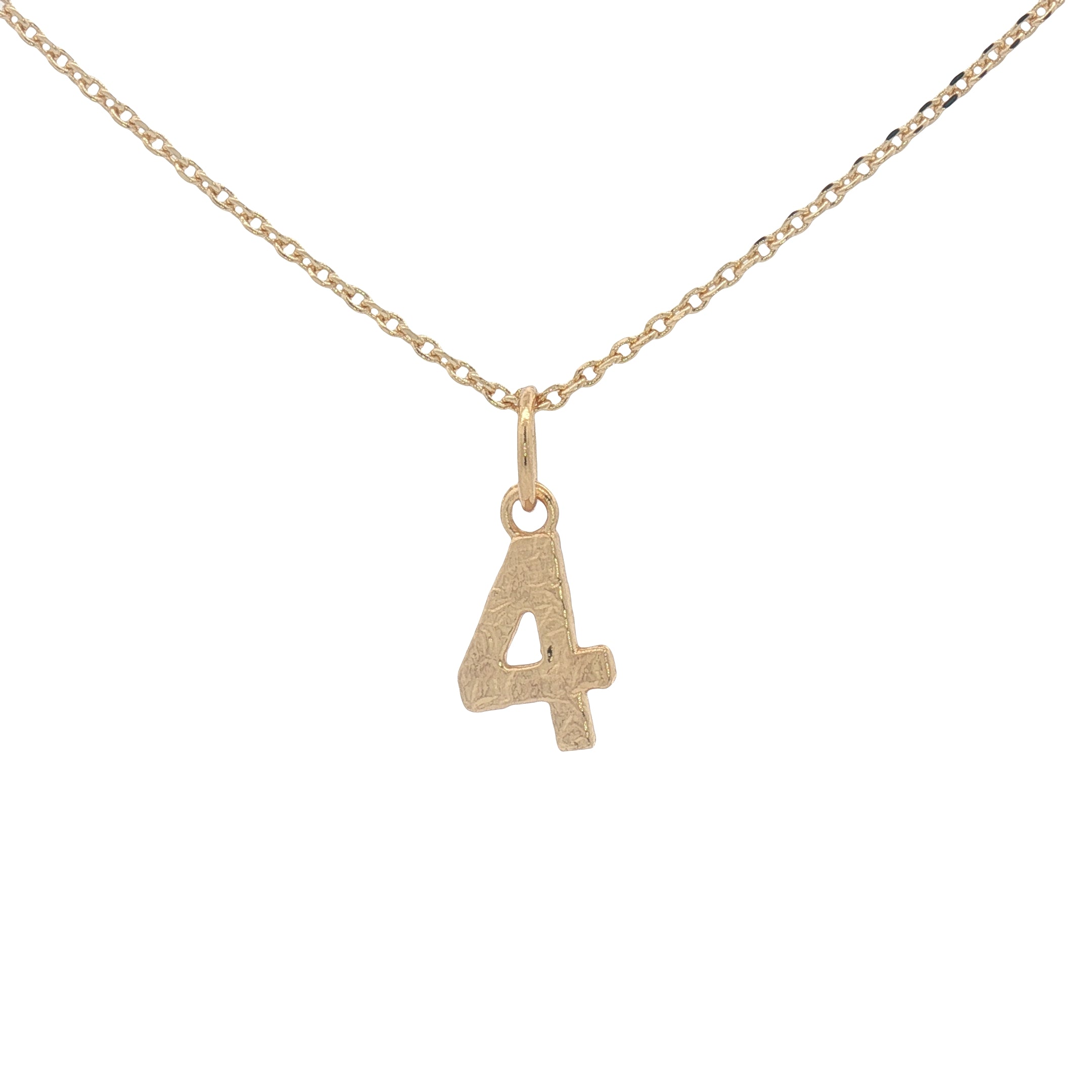 Collier doré chiffre 4 martelé 42 cm