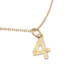 Collier doré chiffre 4 martelé 42 cm
