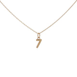 Collier doré chiffre 7 martelé 42 cm
