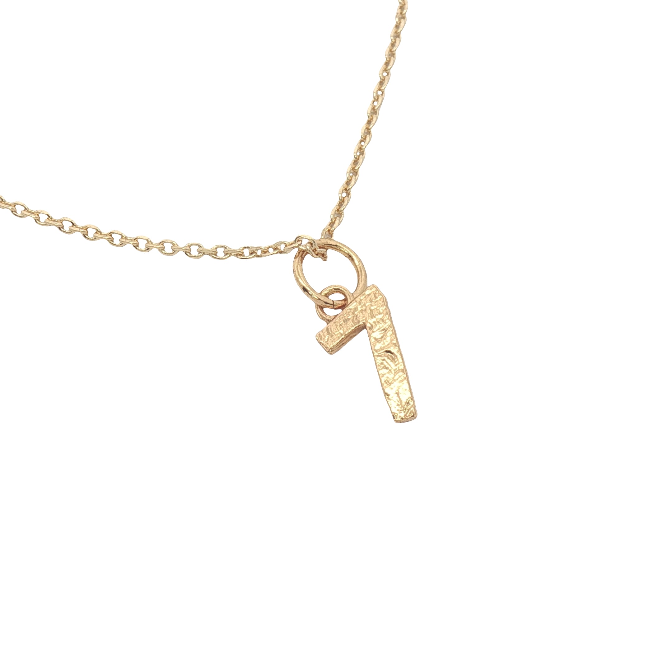 Collier doré chiffre 7 martelé 42 cm