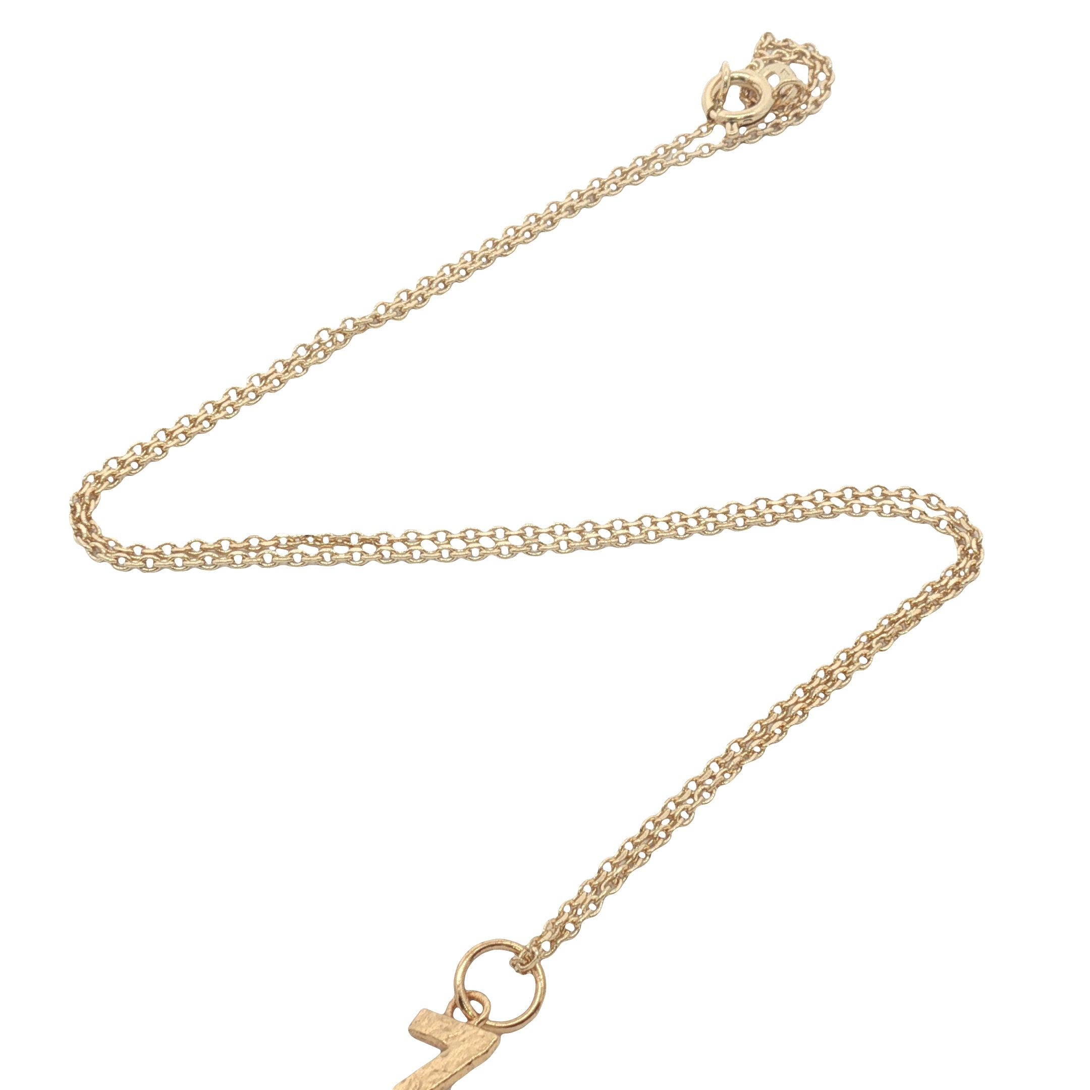 Collier doré chiffre 7 martelé 42 cm