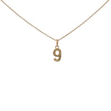 Collier doré chiffre 9 martelé 42 cm