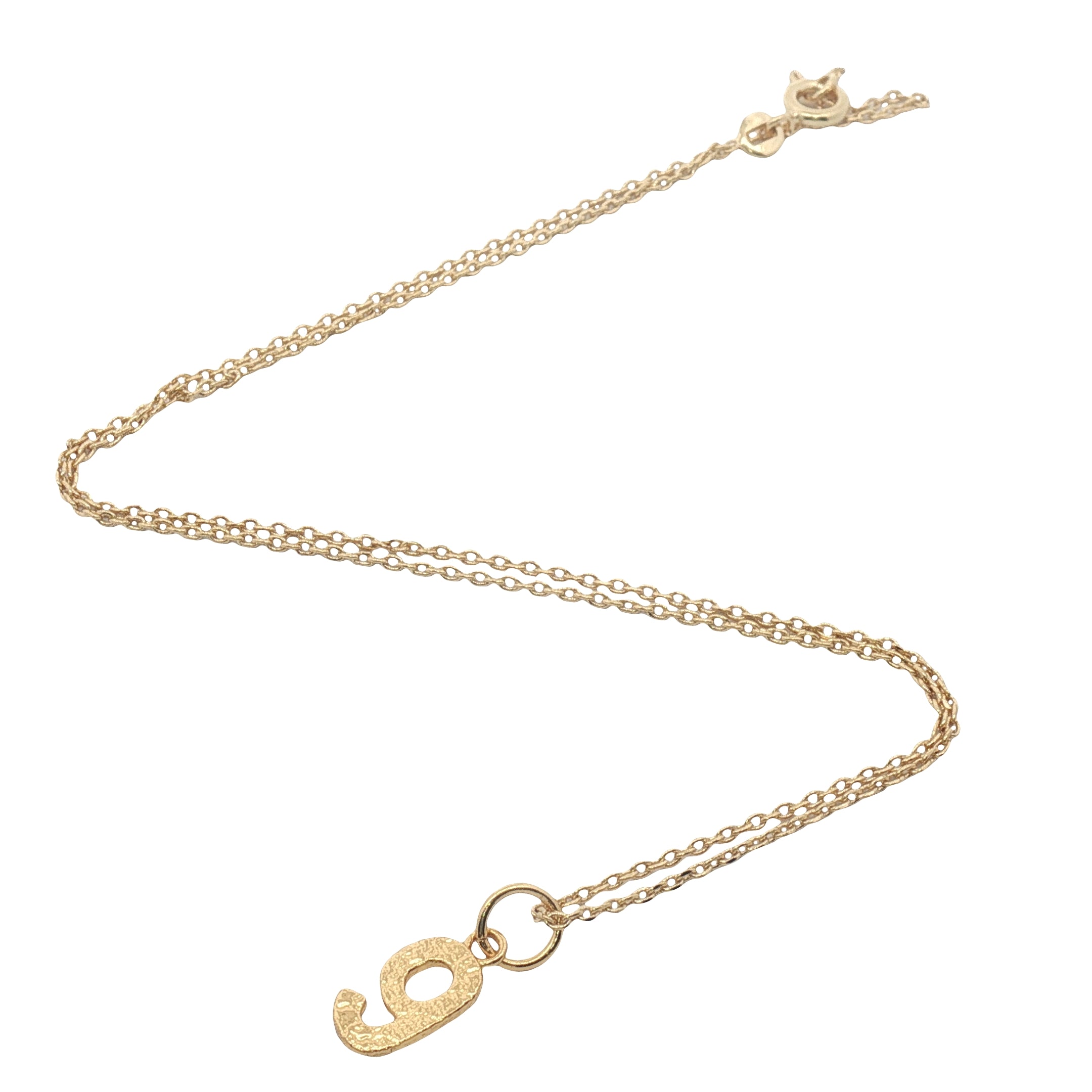 Collier doré chiffre 9 martelé 42 cm