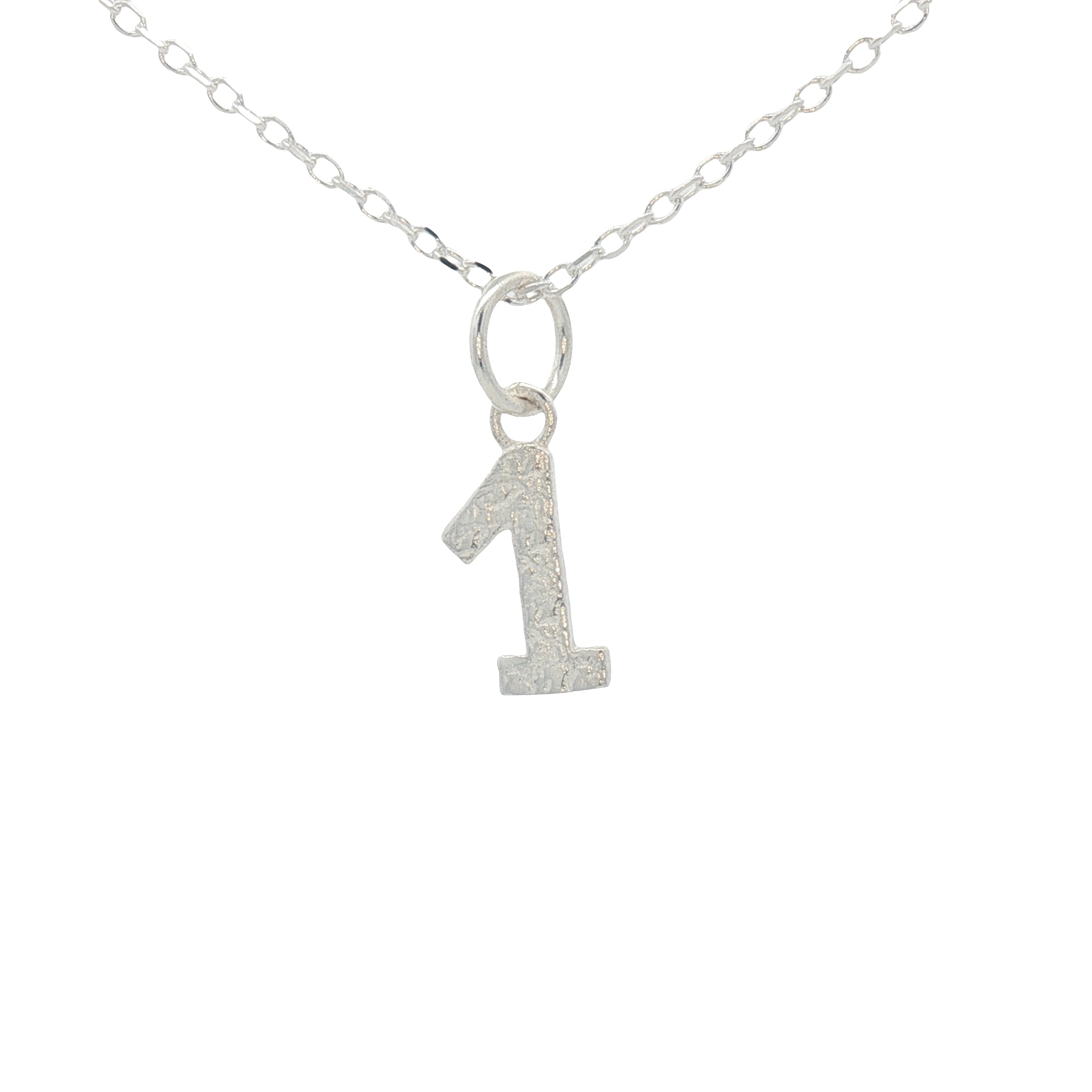 Collier argent 925 chiffre 1 martelé 42 cm