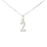 Collier argent 925 chiffre 2 martelé 42 cm