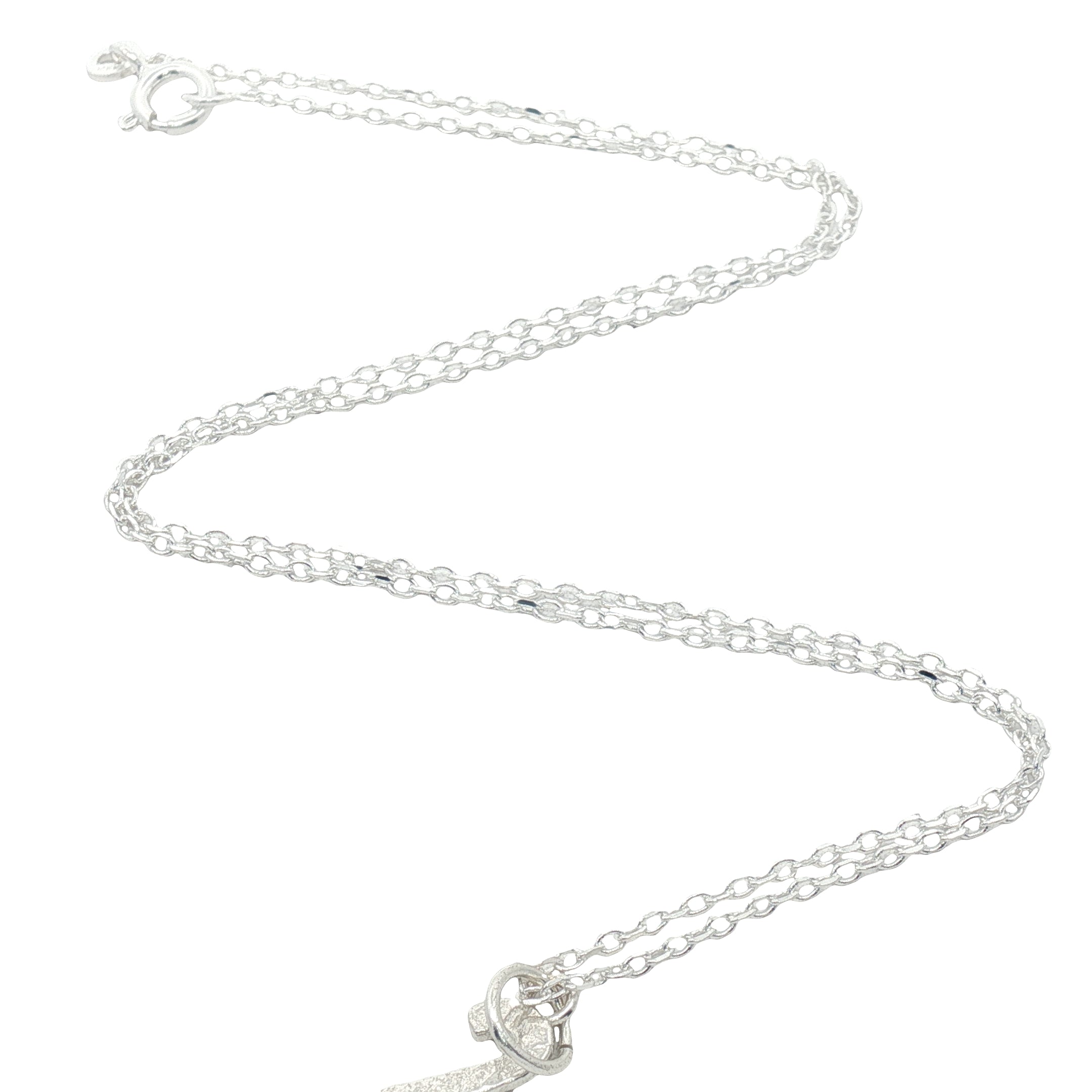 Collier argent 925 chiffre 2 martelé 42 cm