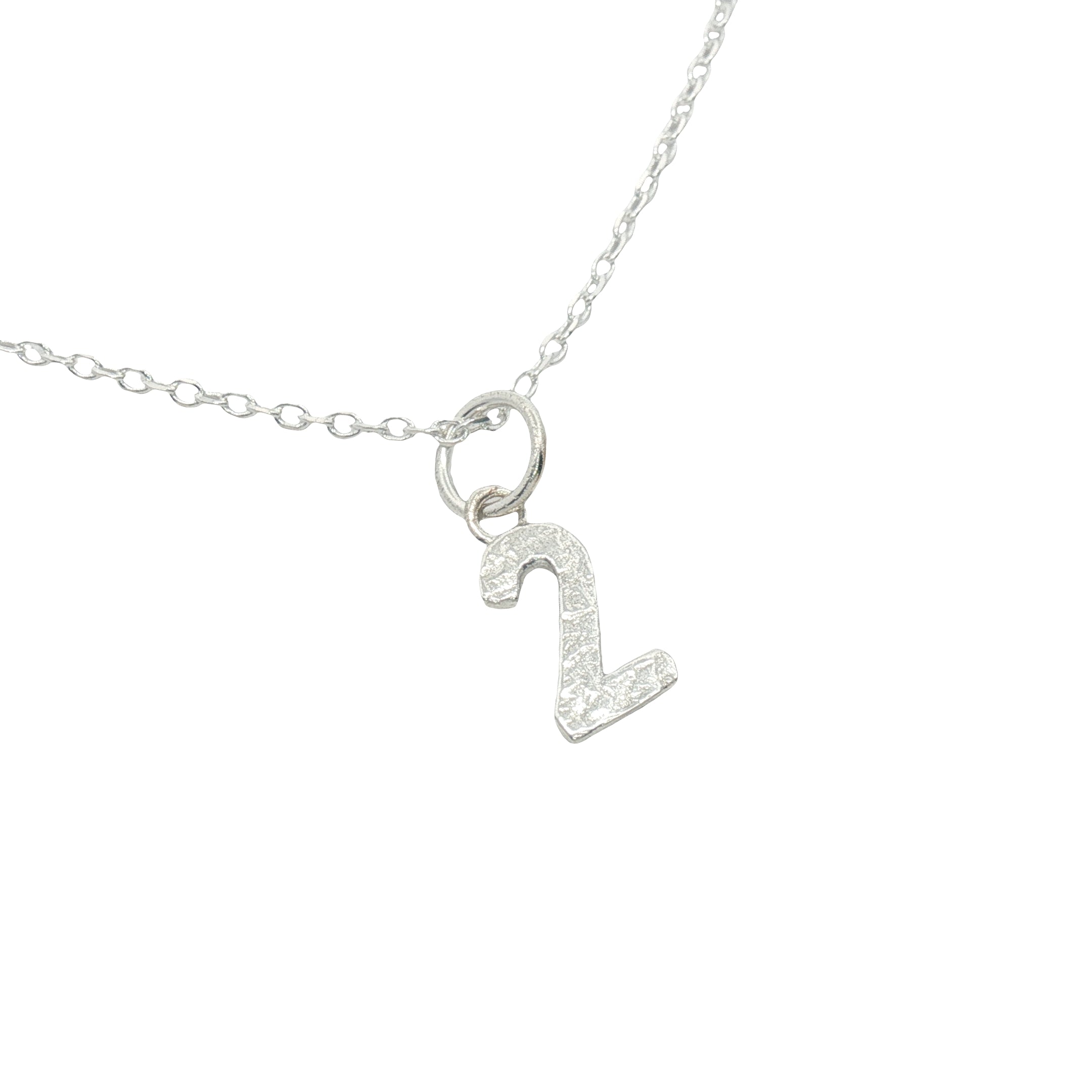 Collier argent 925 chiffre 2 martelé 42 cm