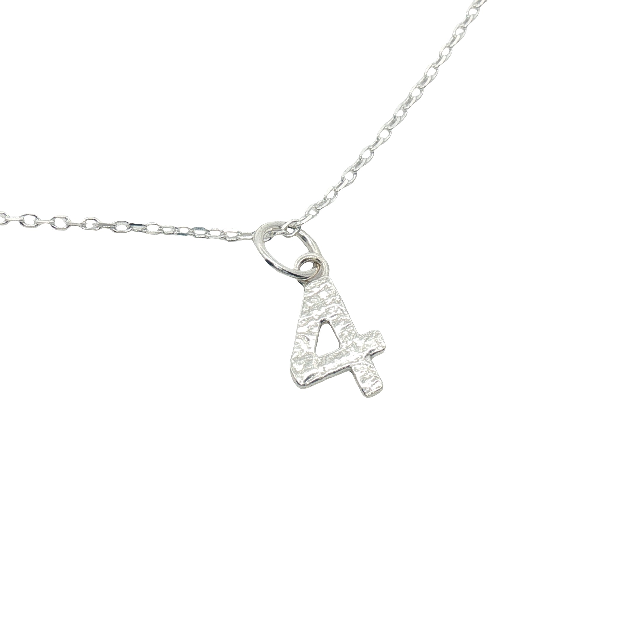 Collier argent 925 chiffre 4 martelé 42 cm