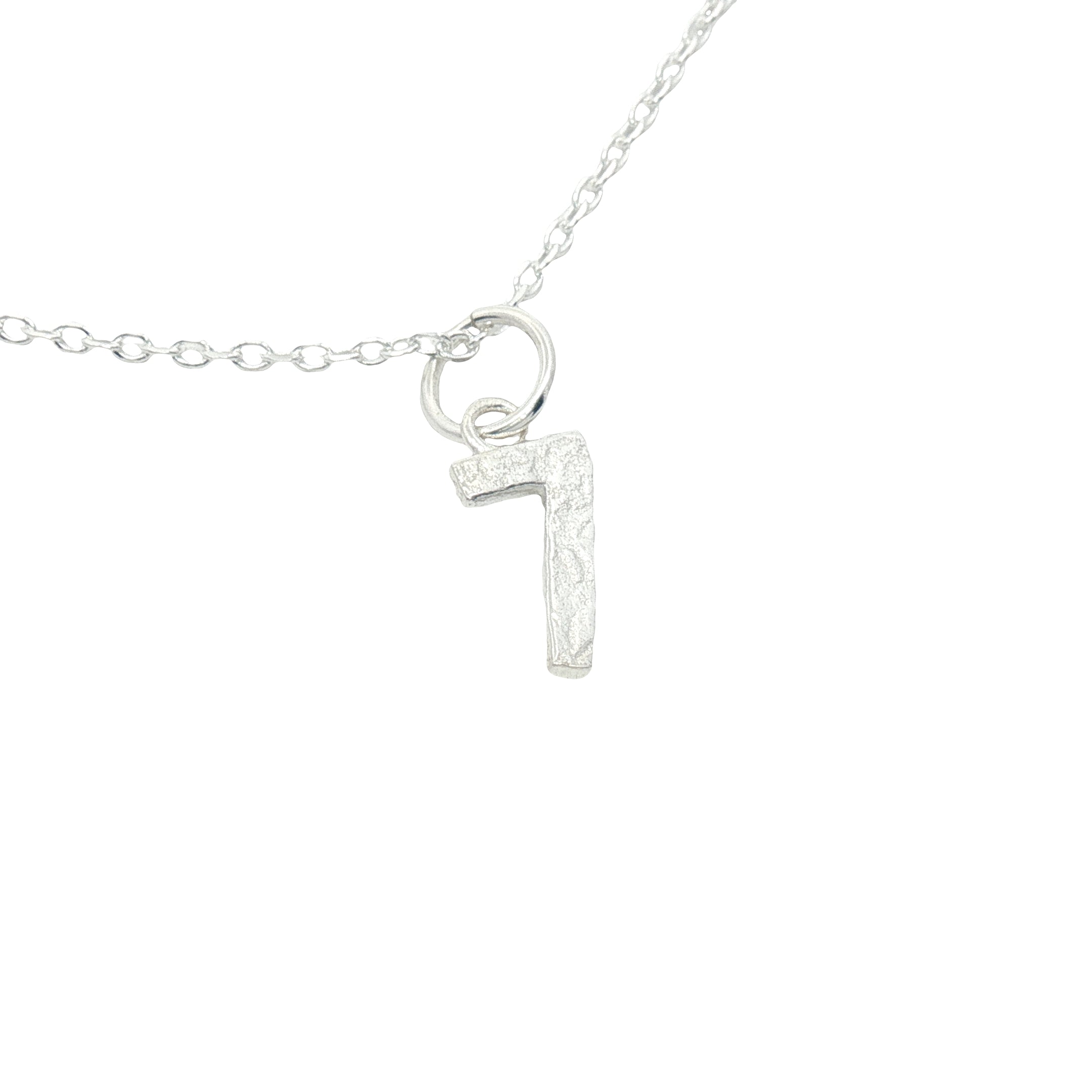 Collier argent 925 chiffre 7 martelé 42 cm