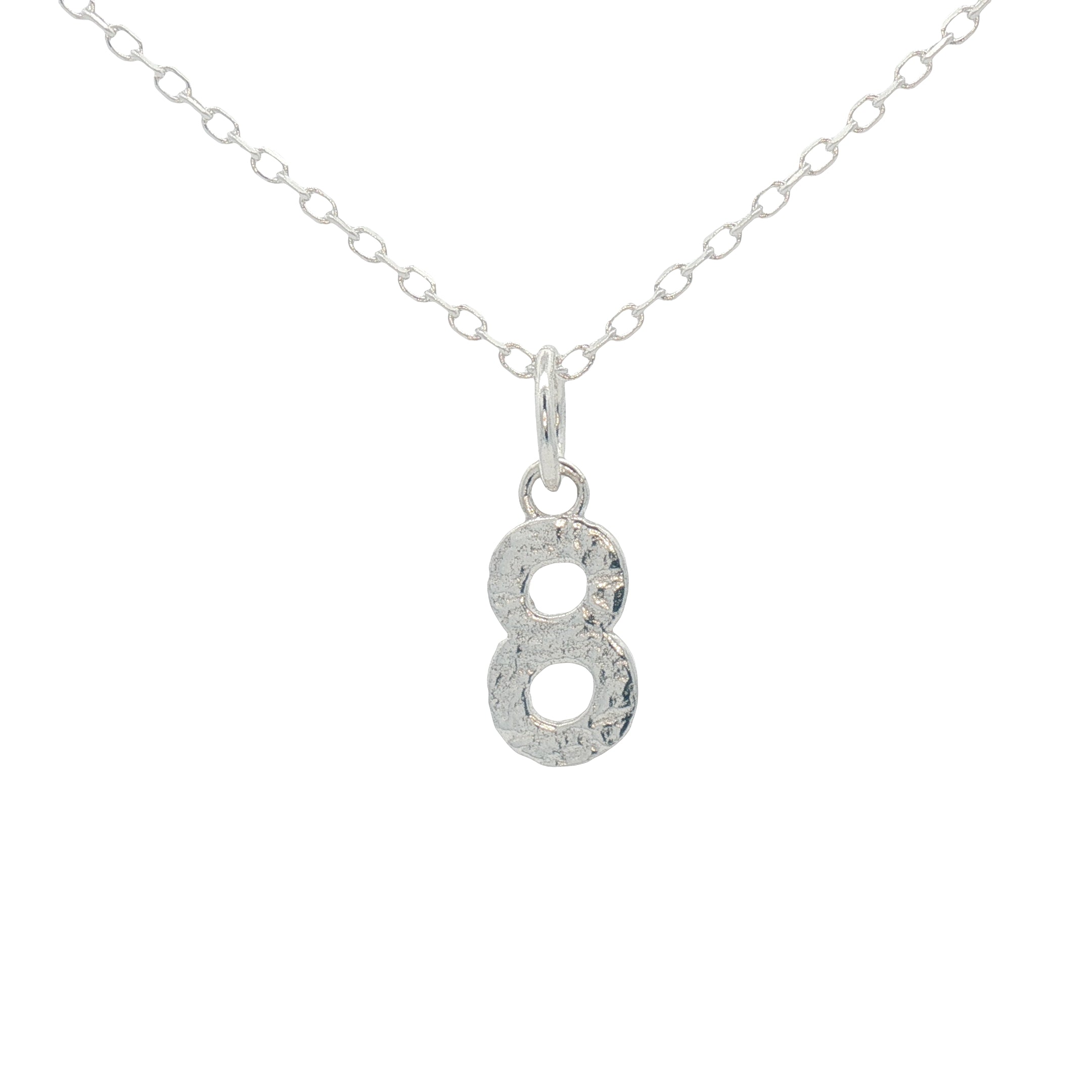 Collier argent 925 chiffre 8 martelé 42 cm