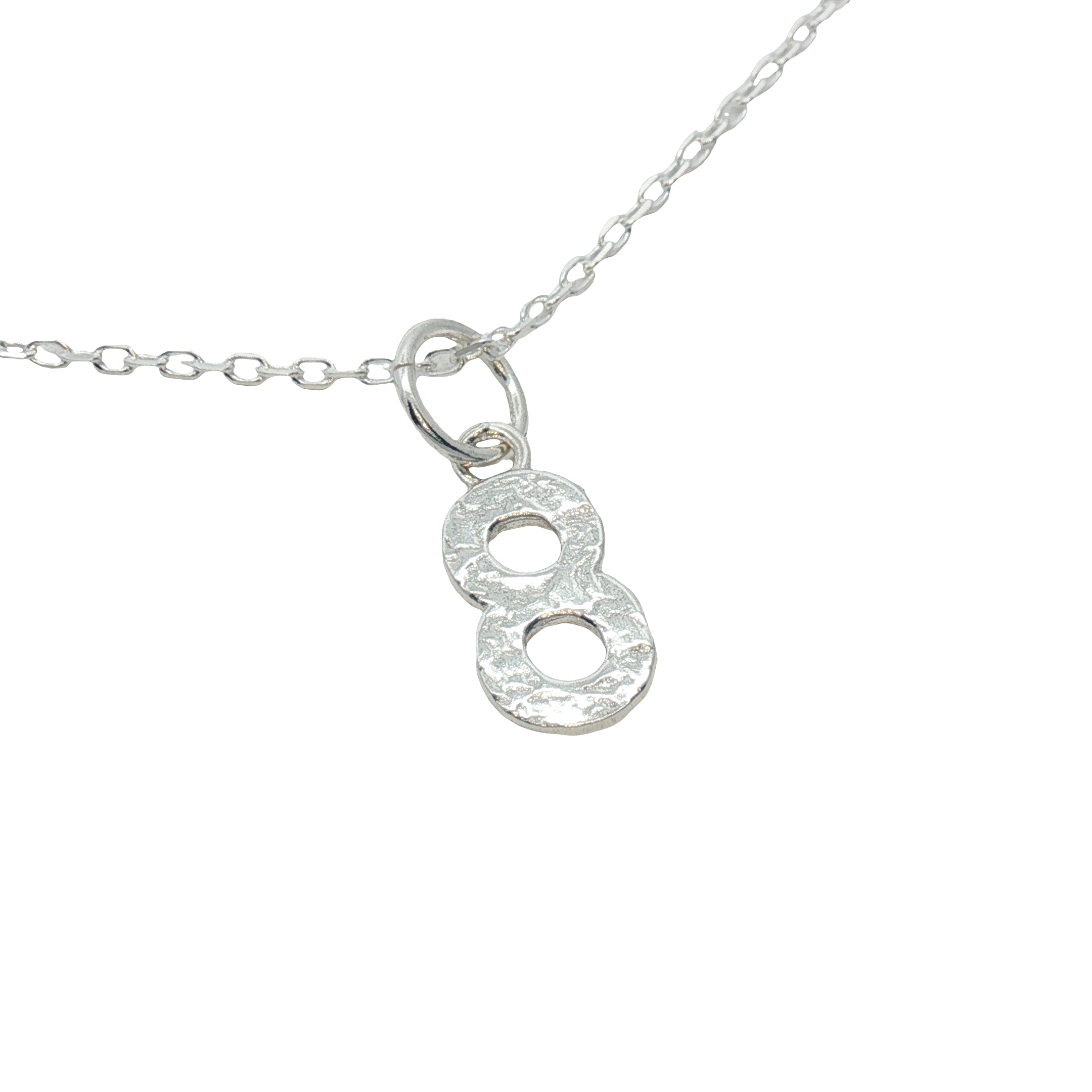 Collier argent 925 chiffre 8 martelé 42 cm