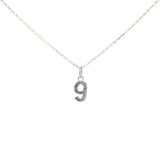 Collier argent 925 chiffre 9 martelé 42 cm