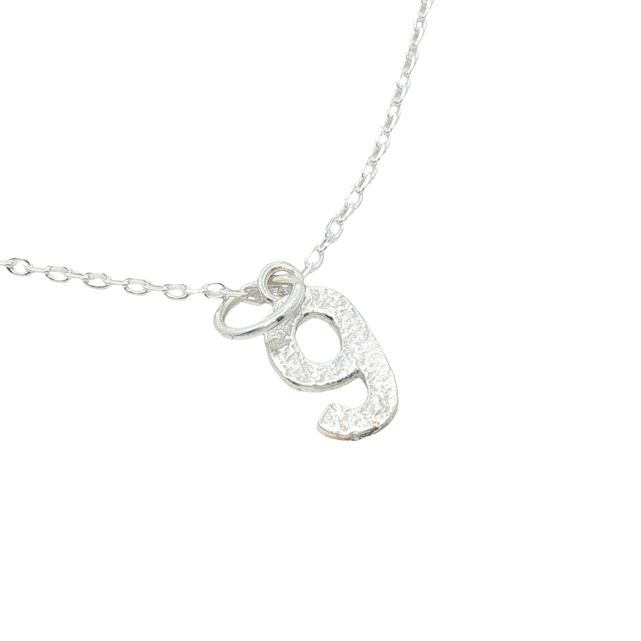 Collier argent 925 chiffre 9 martelé 42 cm