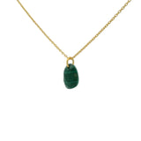 Collier doré pierre facettée en malachite 42 cm