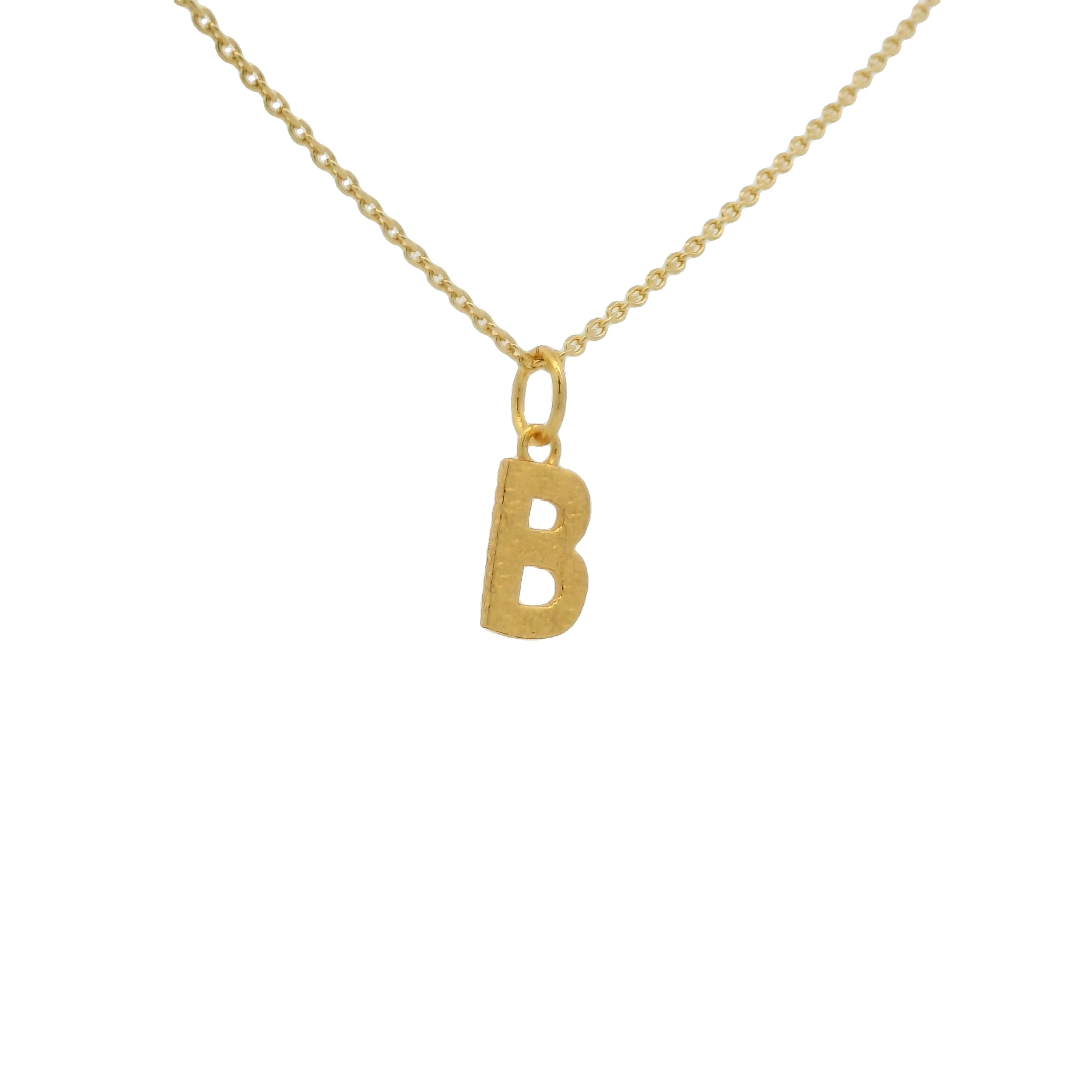 Collier doré lettre B martelée 42 cm