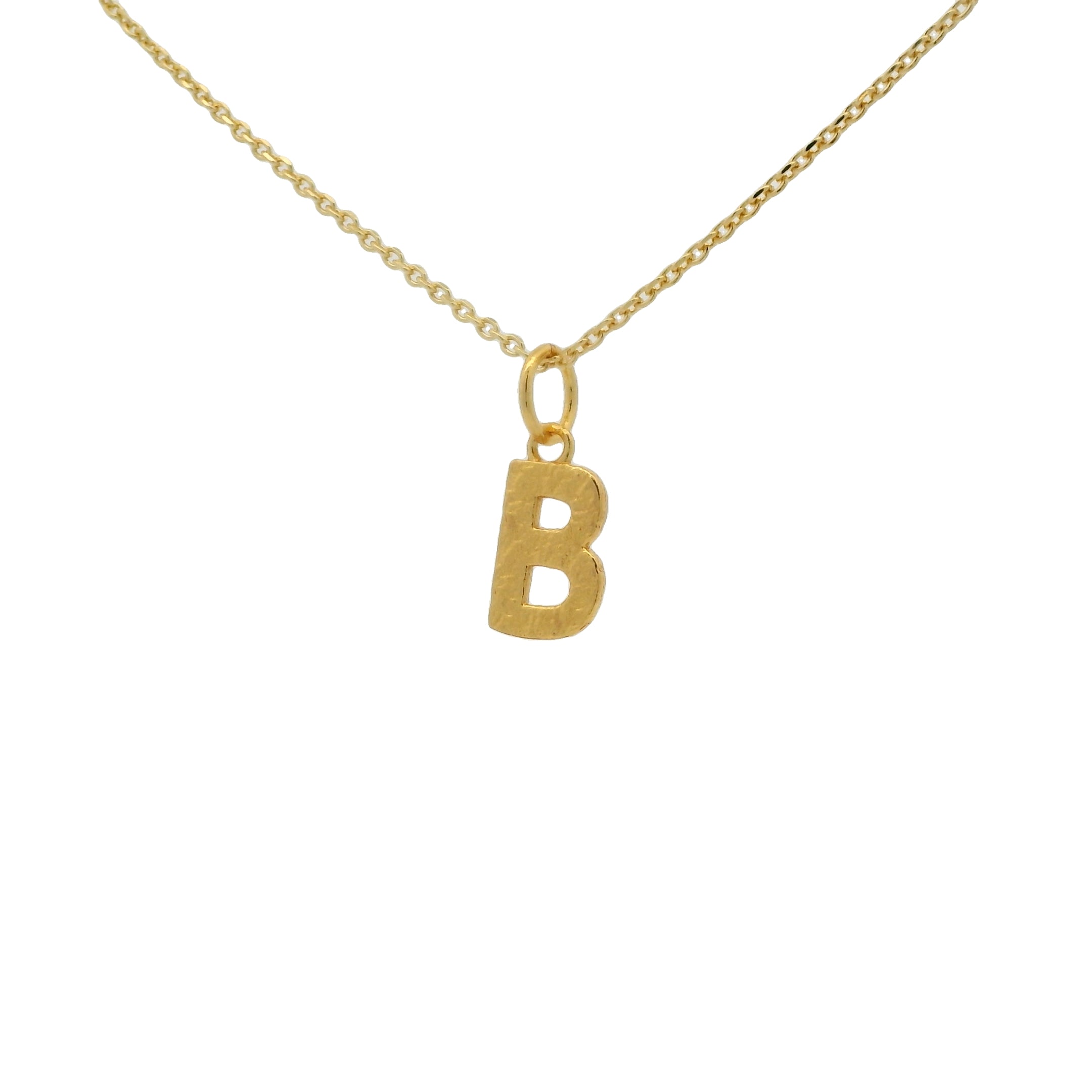 Collier doré lettre B martelée 42 cm