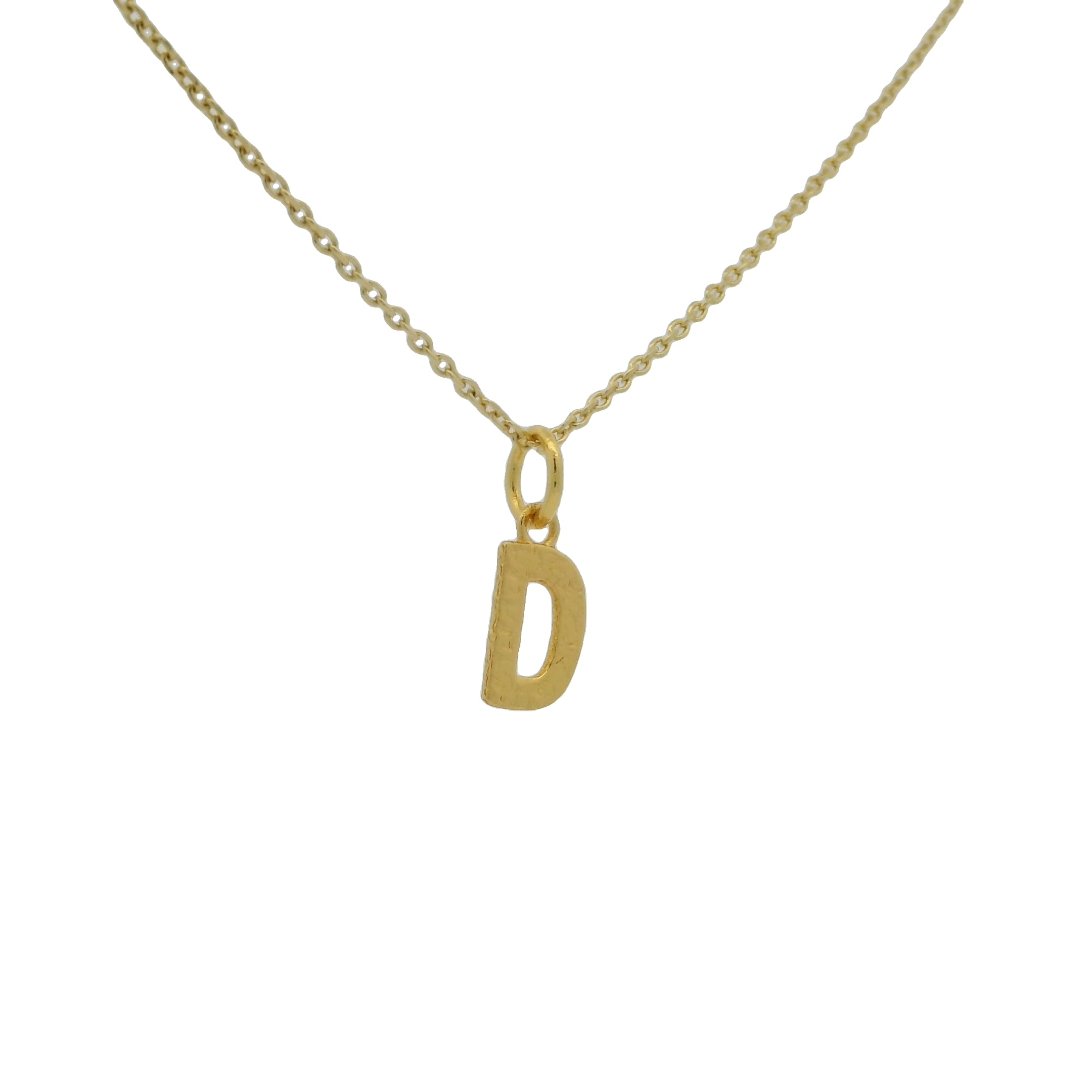 Collier doré lettre D martelée 42 cm
