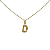 Collier doré lettre D martelée 42 cm