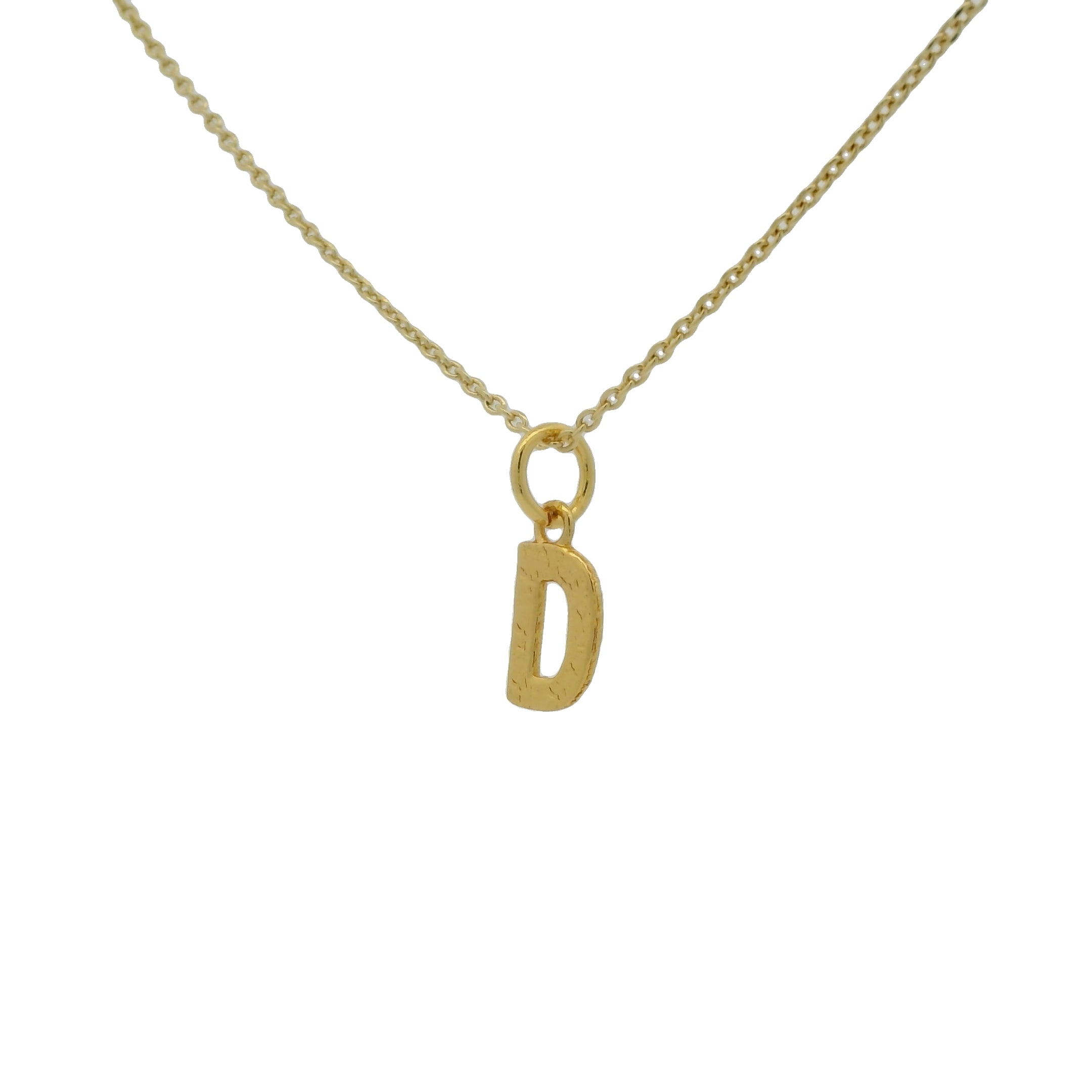Collier doré lettre D martelée 42 cm