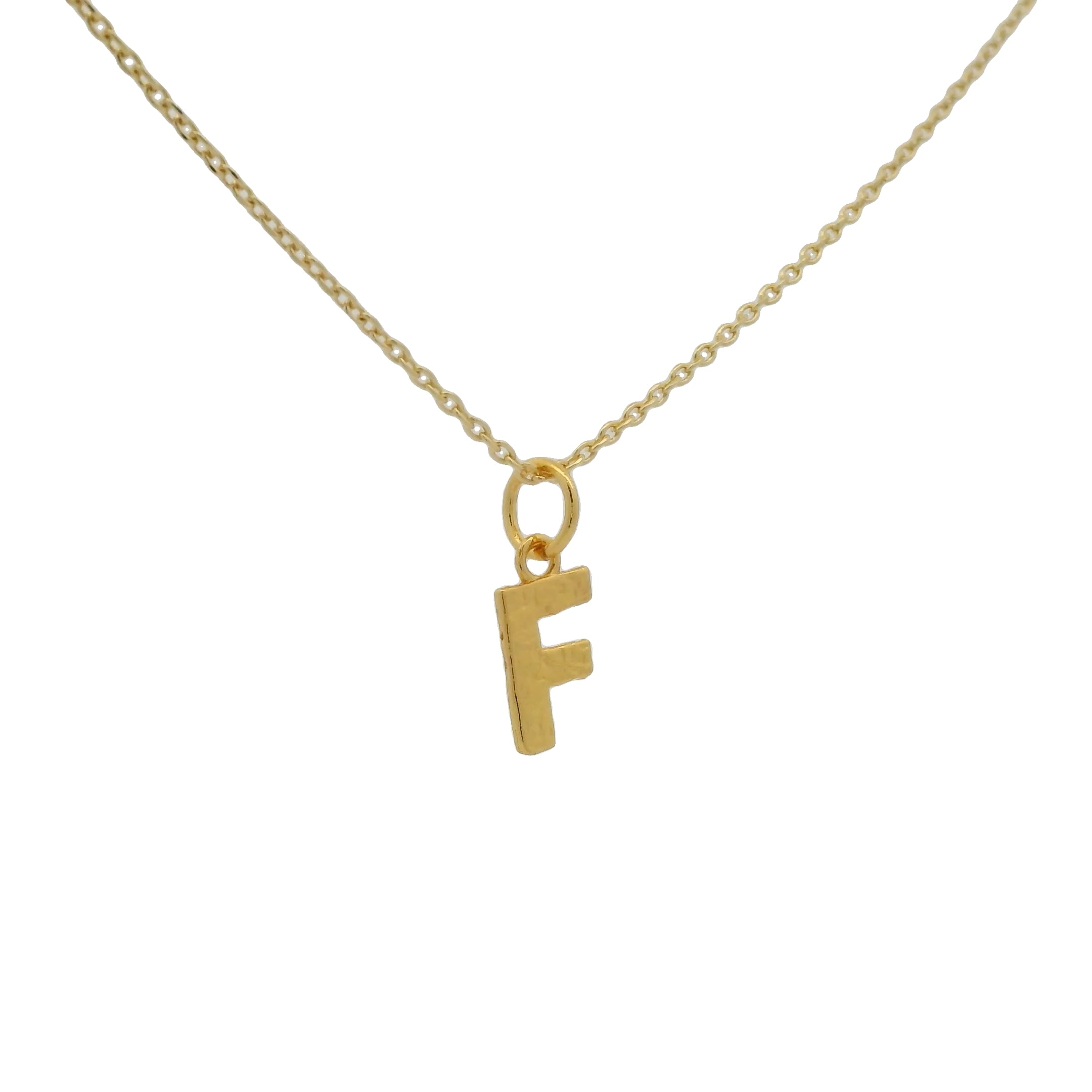 Collier doré lettre F martelée 42 cm