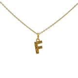 Collier doré lettre F martelée 42 cm