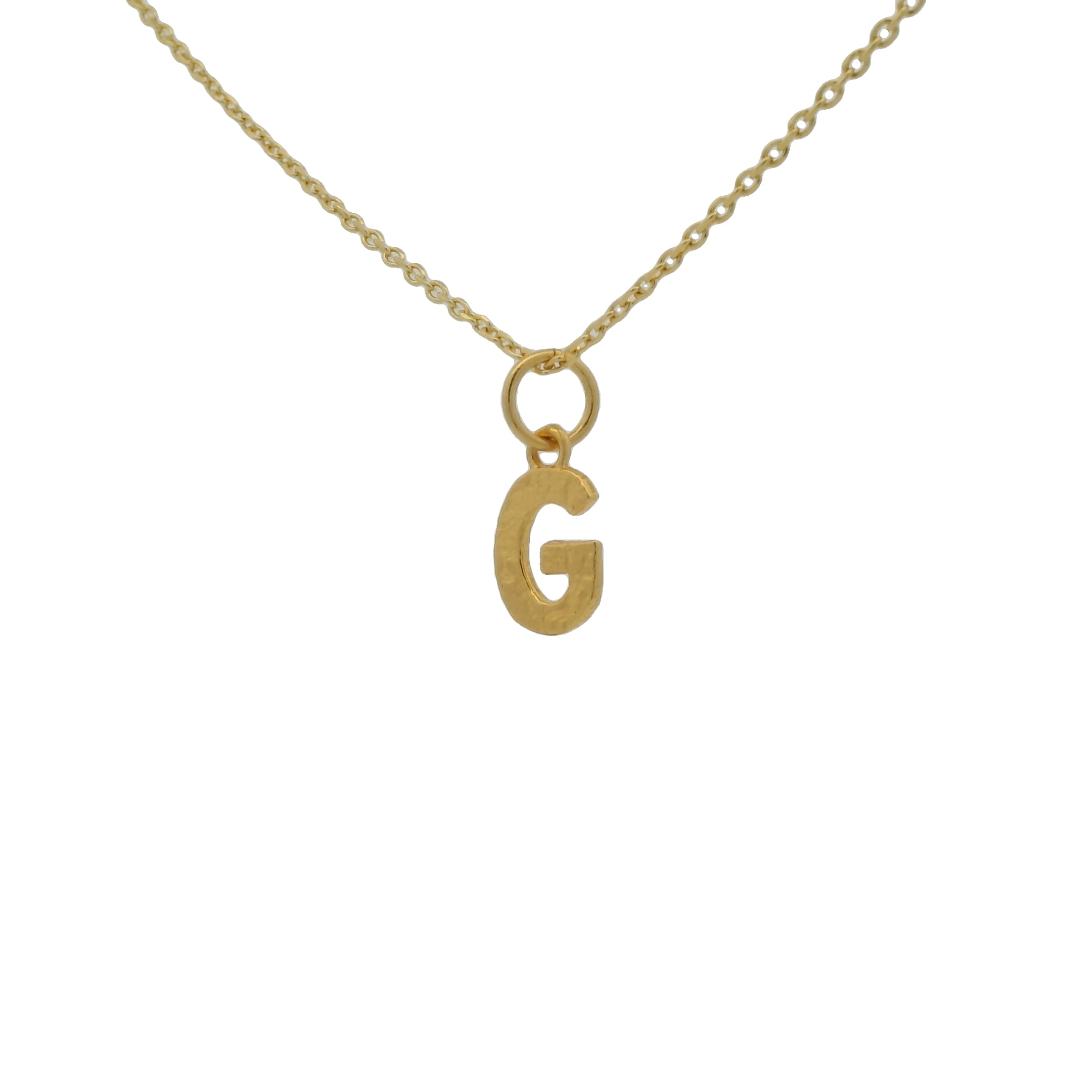 Collier doré lettre G martelée 42 cm