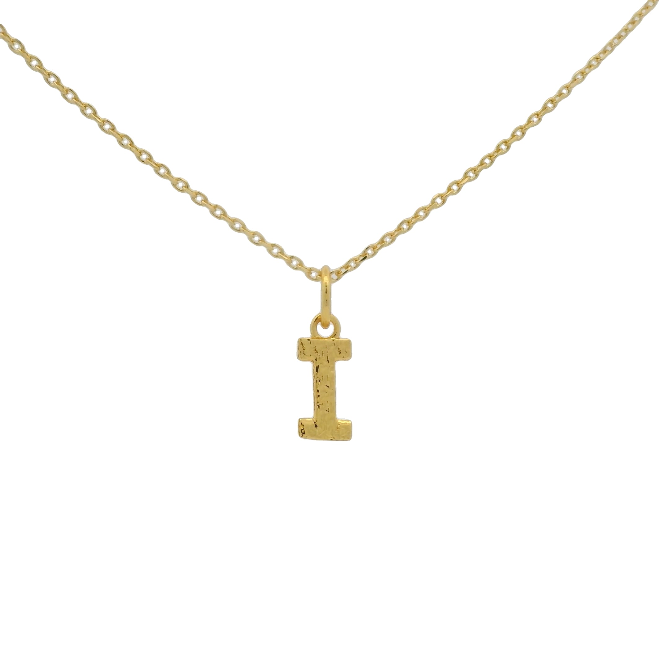 Collier doré lettre I martelée 42 cm