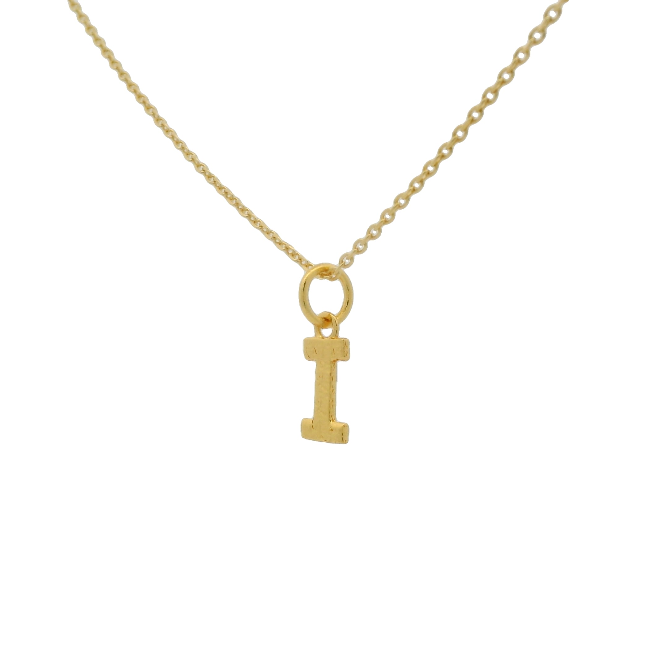 Collier doré lettre I martelée 42 cm