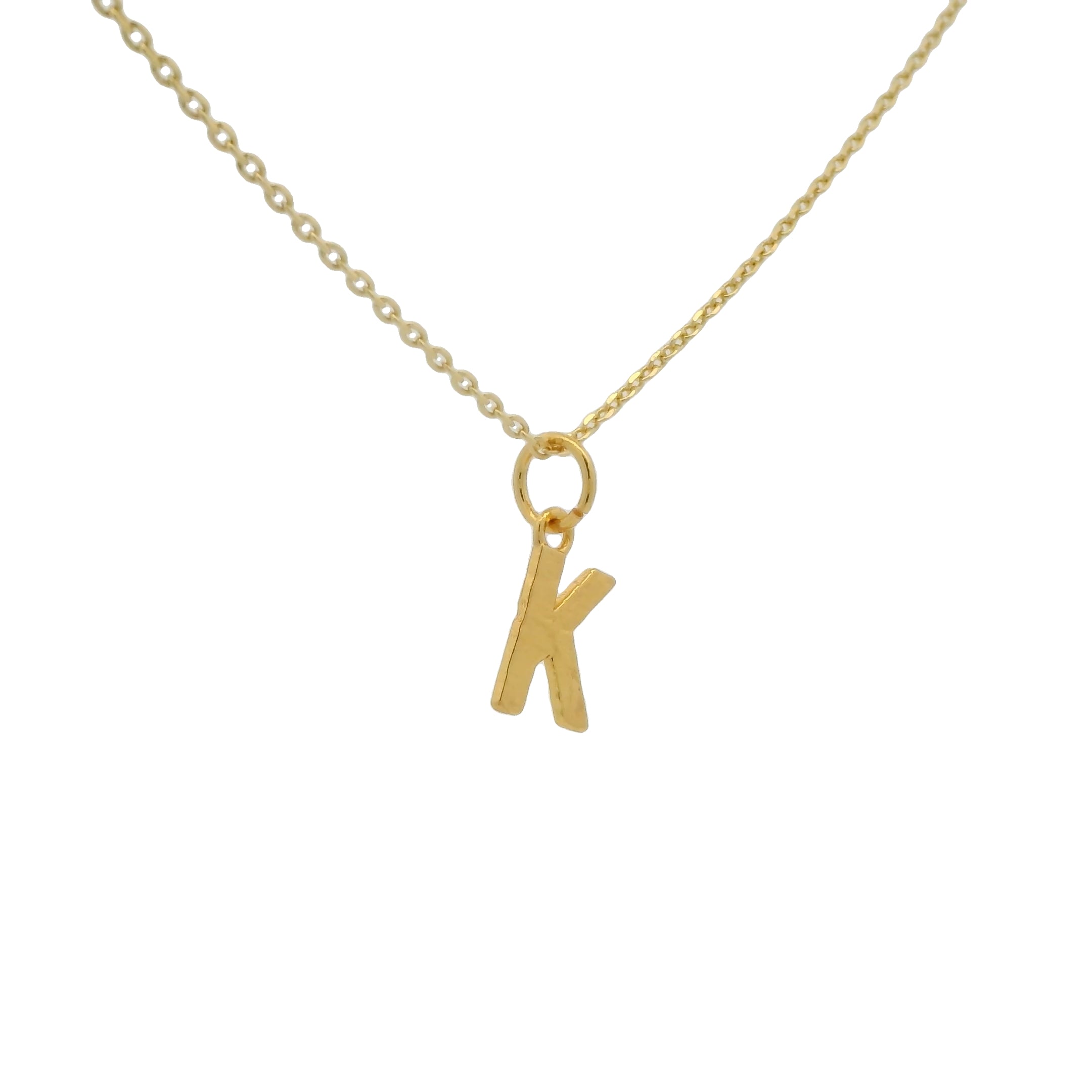 Collier doré lettre K martelée 42 cm