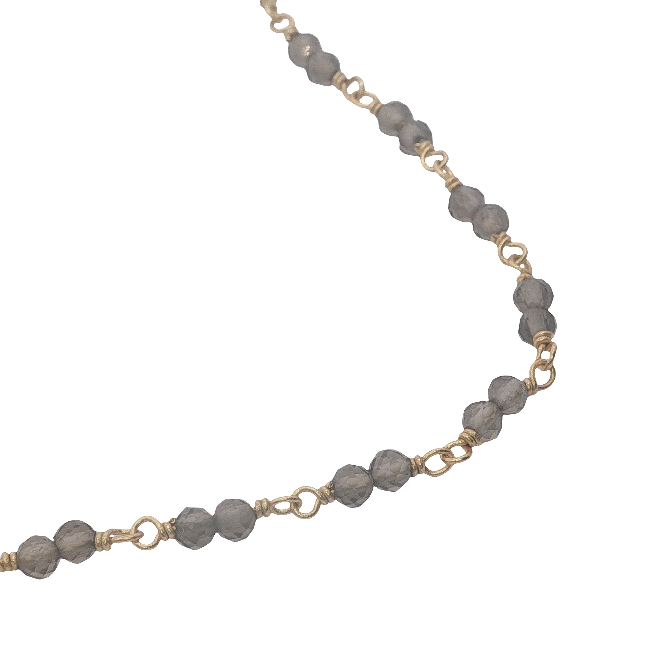 Collier doré avec duo quartz fumé 75 cm