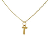 Collier doré lettre "T" martelée 42 cm