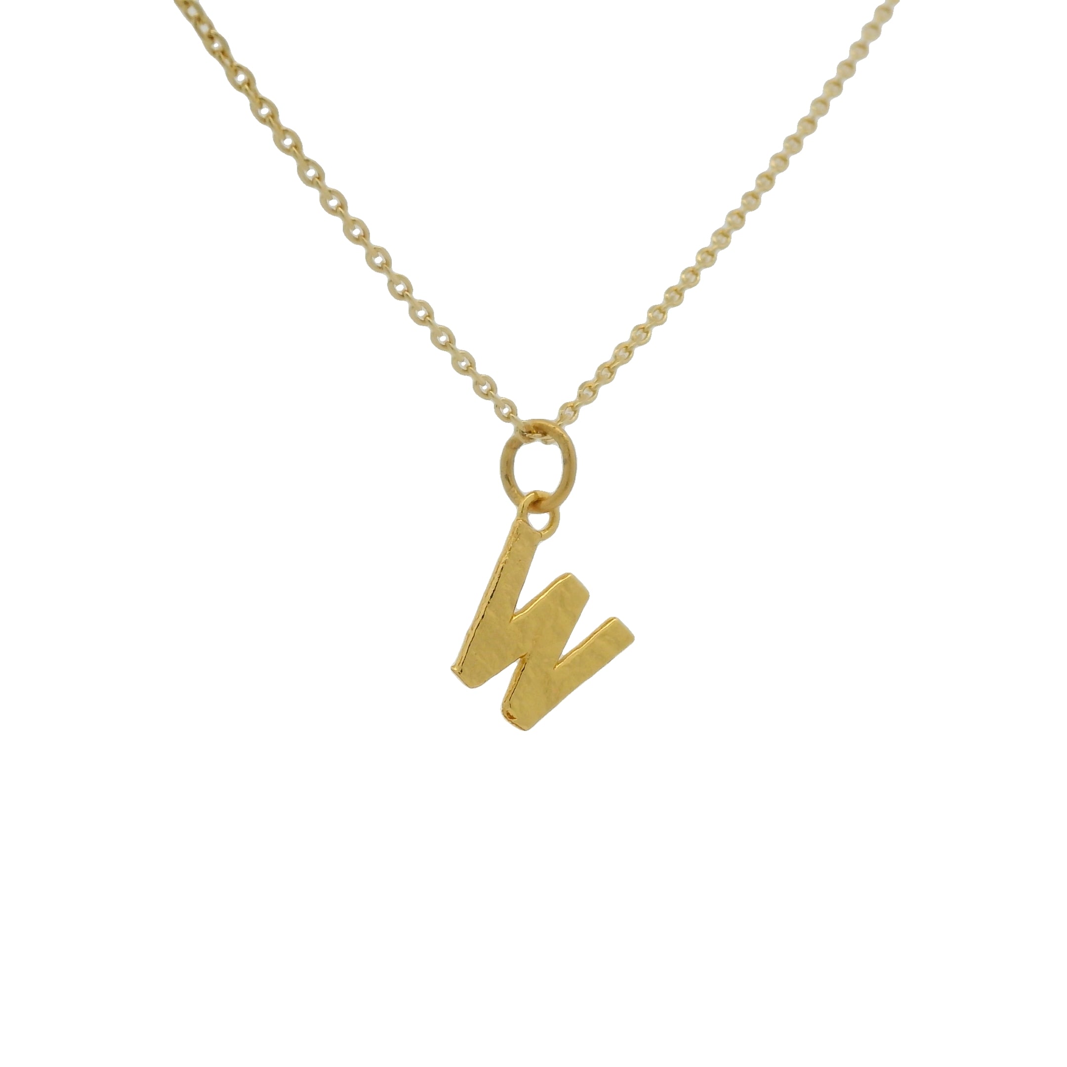 Collier doré lettre W martelée 42 cm