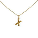 Hammered letter gold necklace