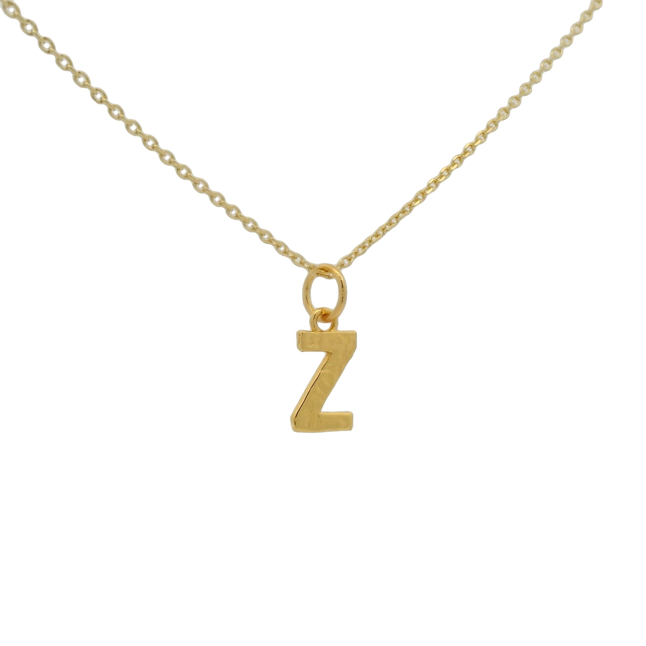 Collier doré lettre Z martelée 42 cm