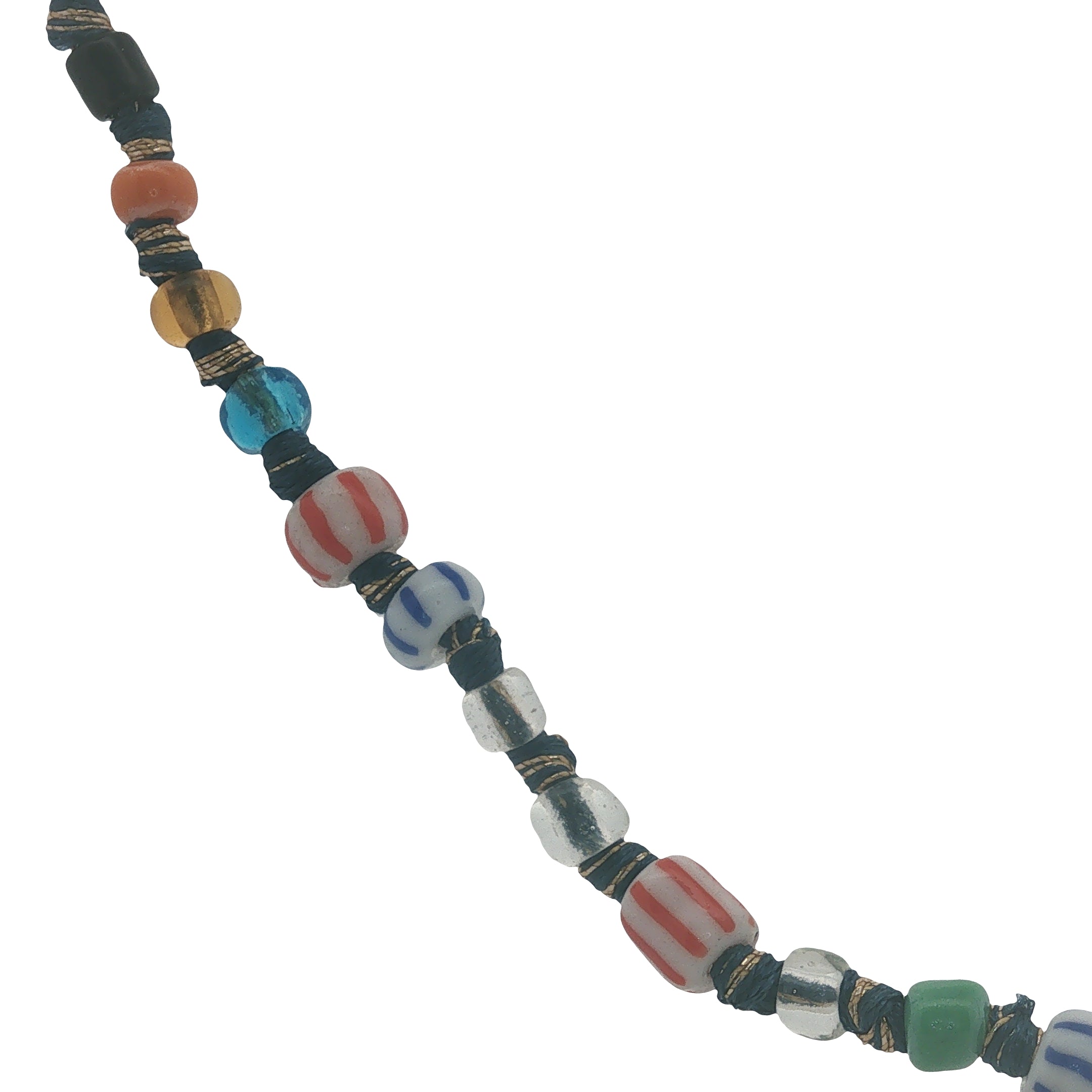 Collier doré perles et noeuds multicolores 94 cm