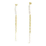 Golden pearl earrings and twisted chains