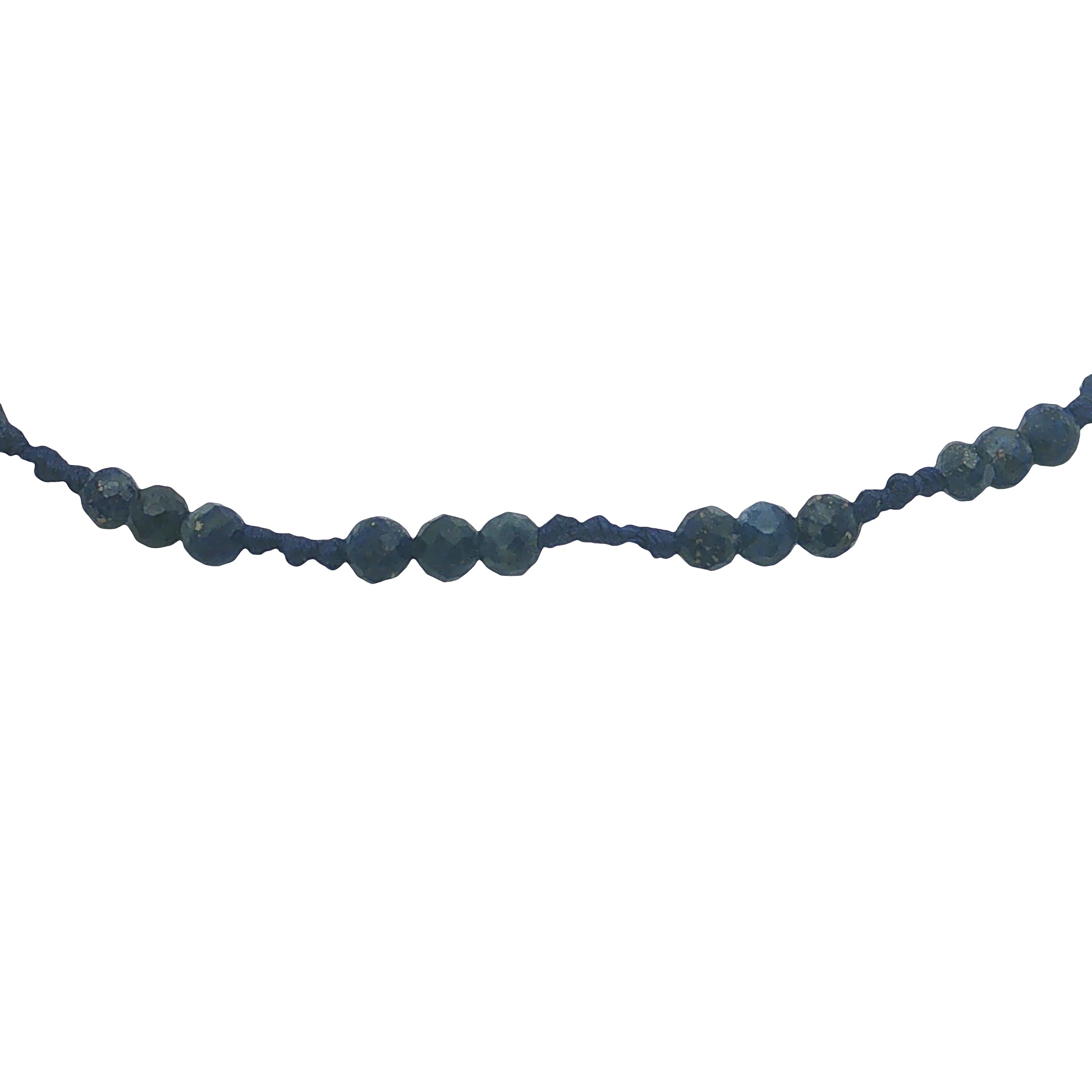 Bracelet doré lapis lazuli et noeuds bleu foncé