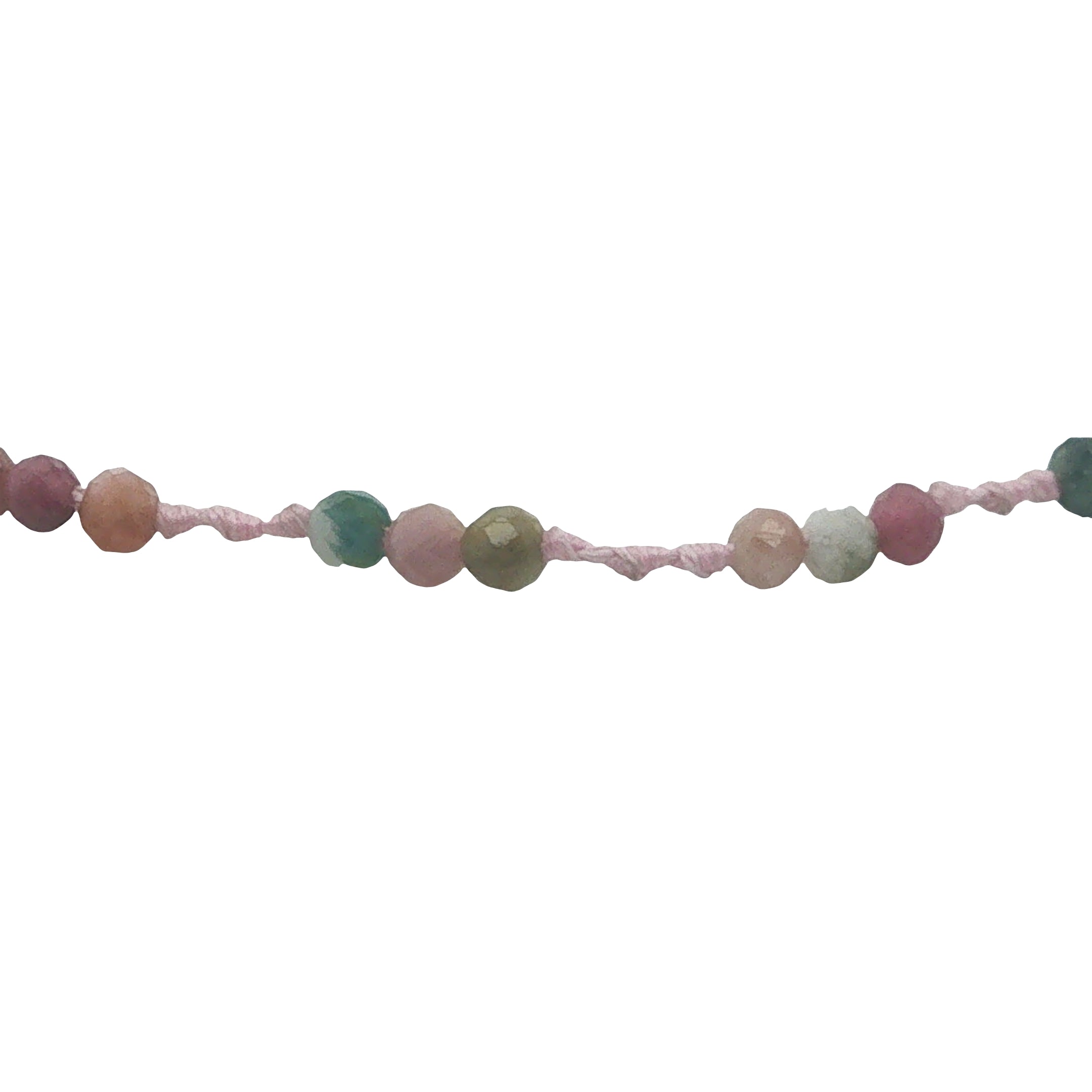 Bracelet doré tourmaline et noeuds roses