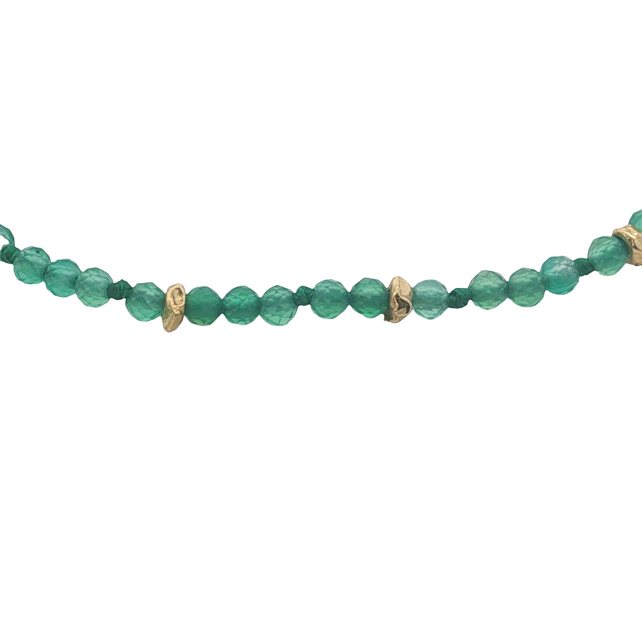 Bracelet doré onyx verte et petites perles dorées