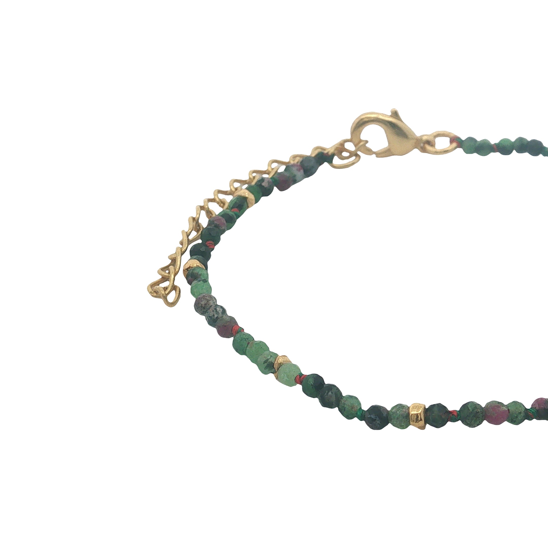 Bracelet doré rubis zoisite et petites perles dorées