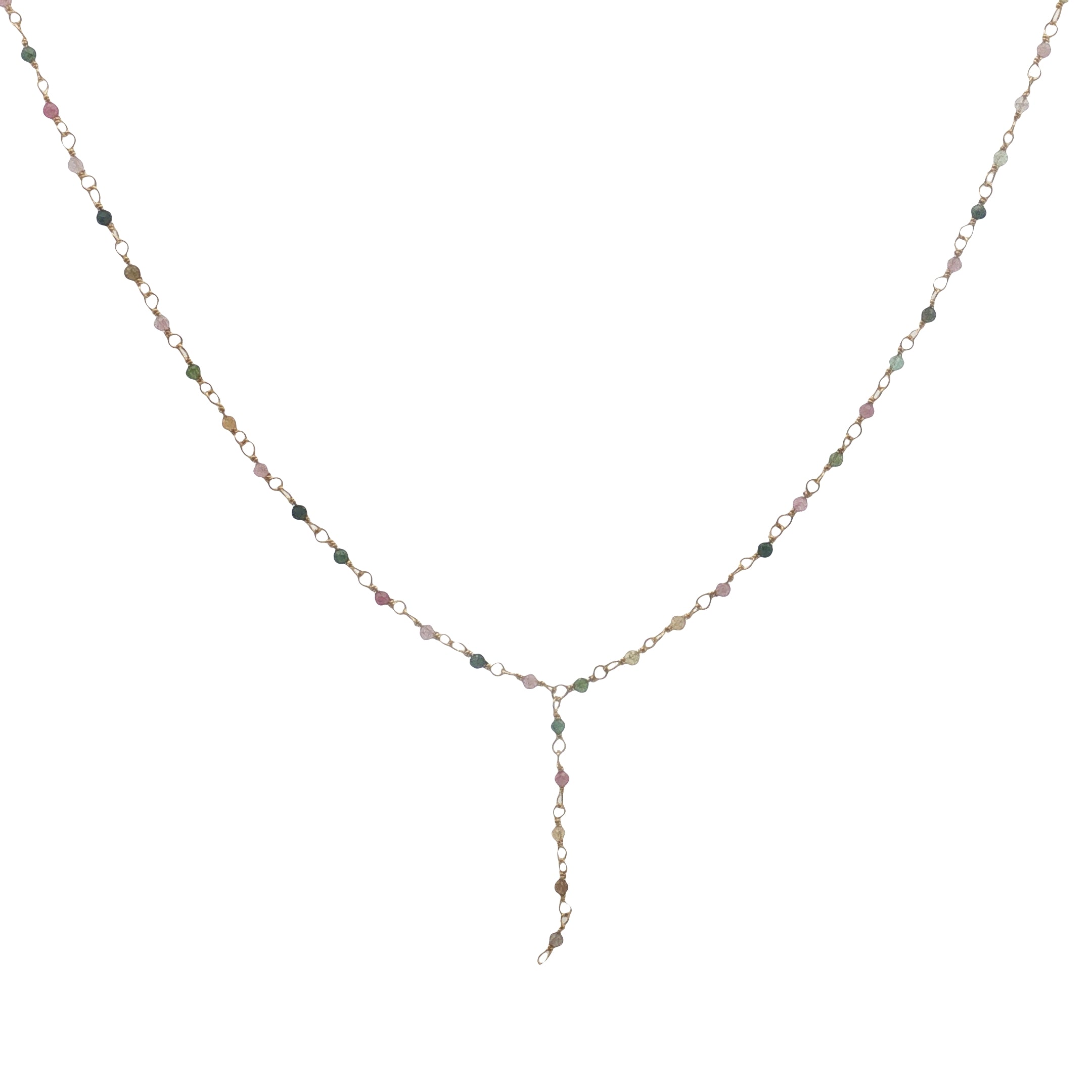 Collier doré base chapelet chaine rosary tourmaline 46 cm