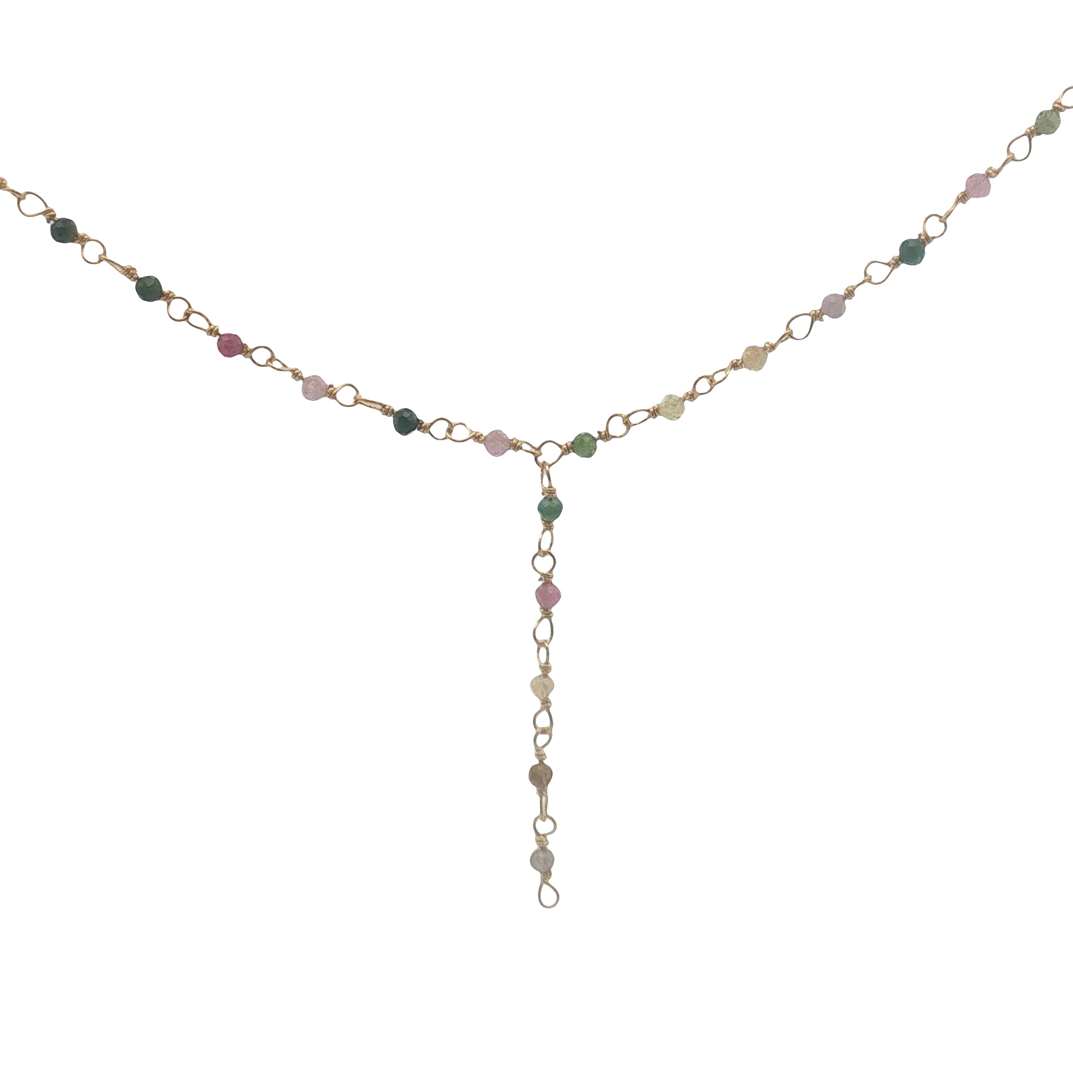Collier doré base chapelet chaine rosary tourmaline 46 cm