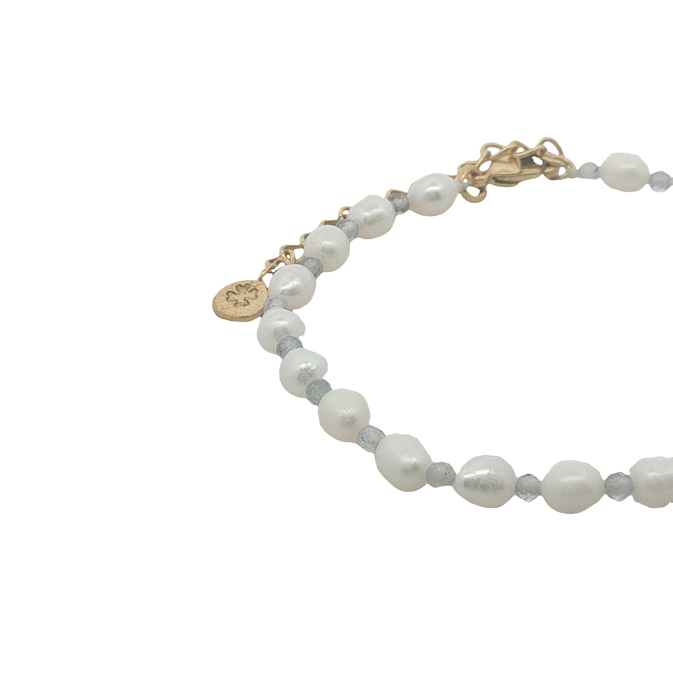 Bracelet doré perles de culture et labradorite