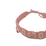Bracelet brésilien doré fil tissé corail et crème "amour"