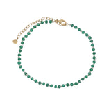 Chaine de cheville dorée avec onyx verte et pierre de lune