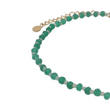 Chaine de cheville dorée avec onyx verte et pierre de lune