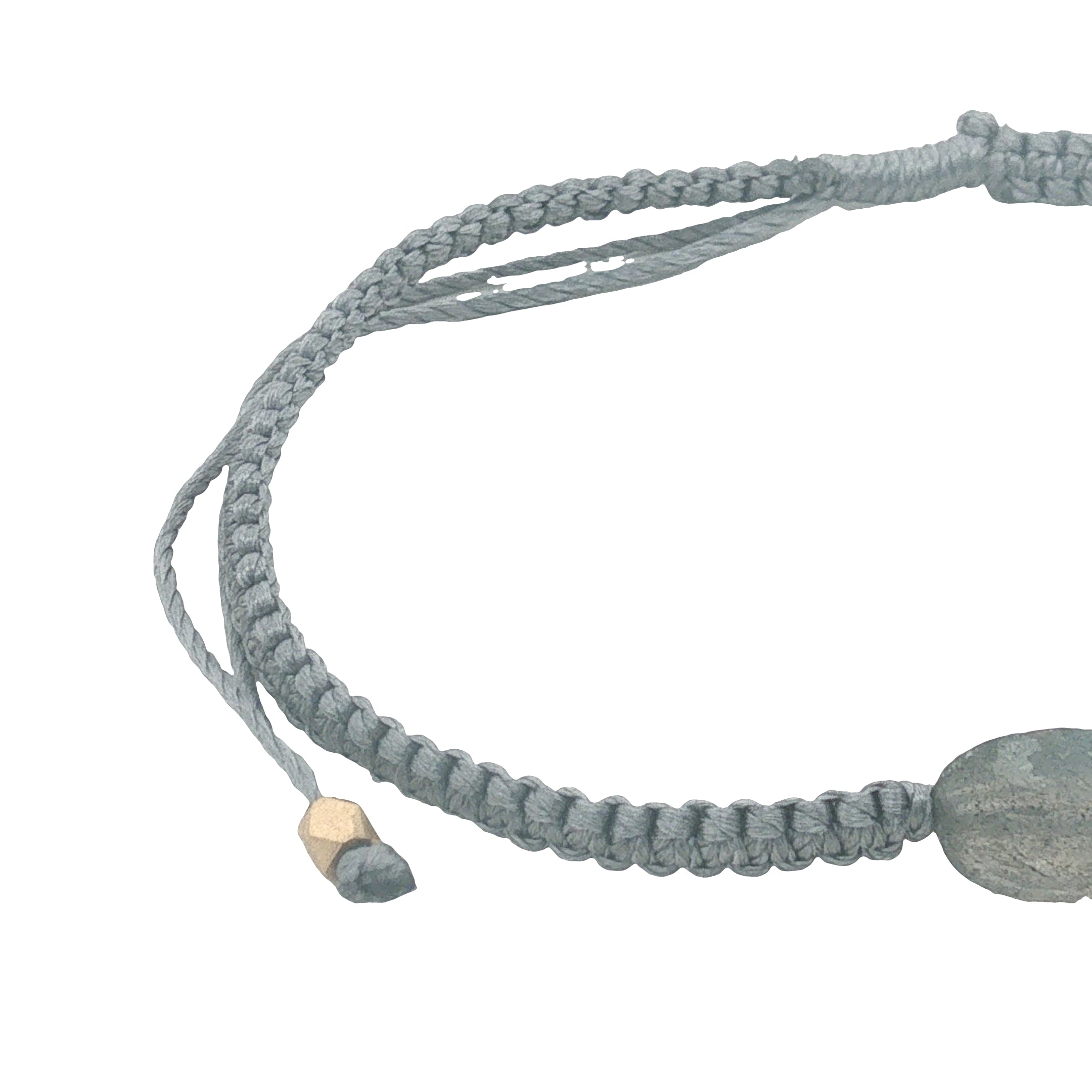 Bracelet doré cordon tressé gris avec labradorite