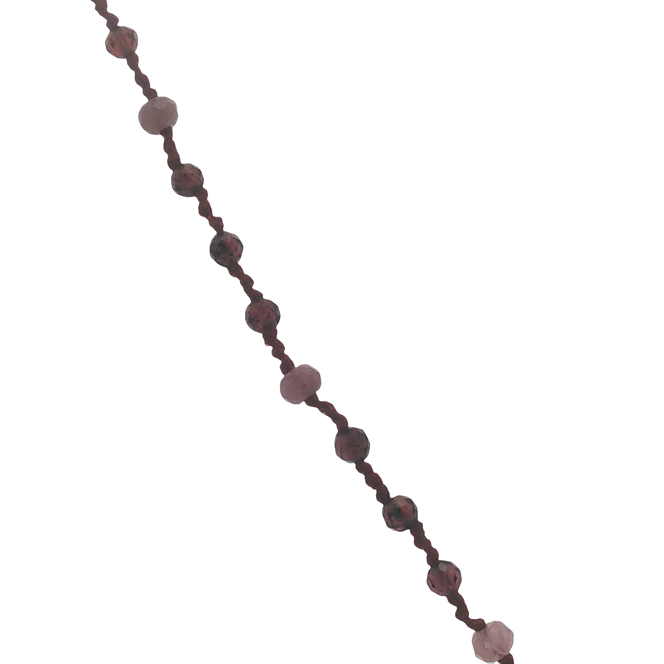 Collier doré cordon bordeaux avec grenat et tourmaline rose 38 cm
